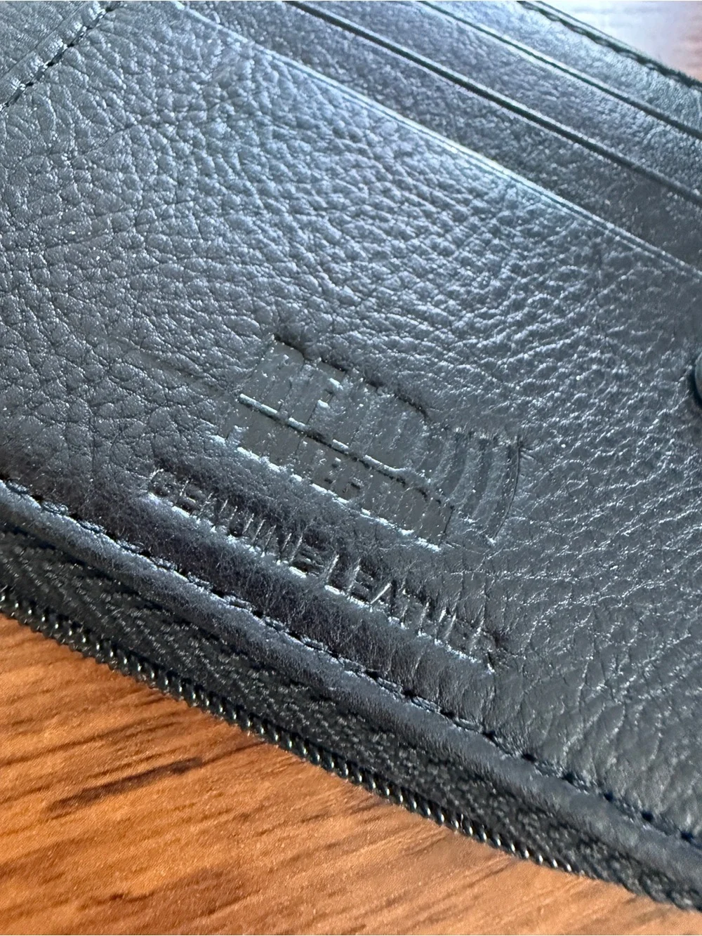 Black Leather Trifold Wallet with ID Window leather